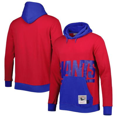 Mitchell & Ness Men's  Red, Royal New York Giants Big And Tall Big Face Pullover Hoodie In Red,royal