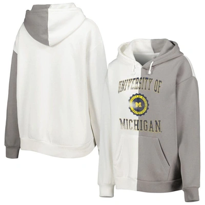 GAMEDAY COUTURE GAMEDAY COUTURE GRAY/WHITE MICHIGAN WOLVERINES SPLIT PULLOVER HOODIE