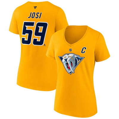 Fanatics Branded Roman Josi Yellow Nashville Predators Special Edition 2.0 Name & Number V-neck T-sh In Yellw Gold