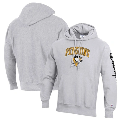 CHAMPION CHAMPION HEATHER GRAY PITTSBURGH PENGUINS REVERSE WEAVE PULLOVER HOODIE