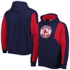 Mitchell & Ness Men's  Navy, Red Boston Red Sox Colorblocked Fleece Pullover Hoodie In Navy