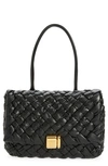 Bottega Veneta Small Intrecciato Padded Leather Shoulder Bag In Black-silver