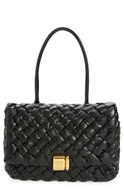 Bottega Veneta Small Intrecciato Padded Leather Shoulder Bag In Black Silver