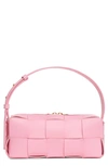 Bottega Veneta Brick Intrecciato Leather Shoulder Bag In Ribbon Pink