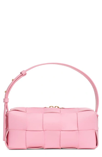 Bottega Veneta Brick Intrecciato Leather Shoulder Bag In Ribbon Pink