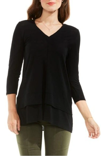 Vince Camuto Mixed Media Tunic In Rich Black