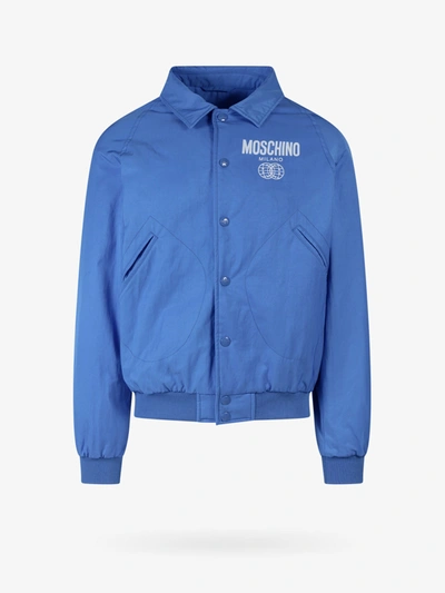 Moschino Logo印花飞行员夹克 In Blue