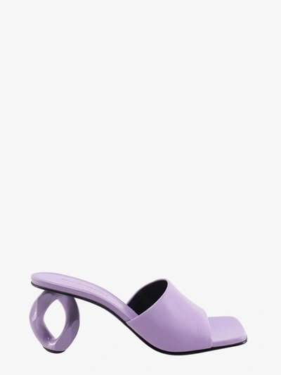 Jw Anderson Leather Chain-heel Slide Sandals In Purple