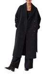 & Other Stories Belted Wool Wrap Coat In Black