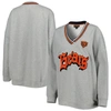 THE WILD COLLECTIVE THE WILD COLLECTIVE HEATHER GRAY CHICAGO BEARS VINTAGE V-NECK PULLOVER SWEATSHIRT