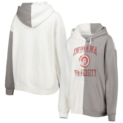 Gameday Couture Women's  Grey, White Indiana Hoosiers Split Pullover Hoodie In Grey,white