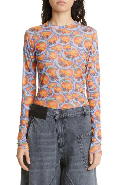 Jw Anderson All-over Apple-print Top In Blue
