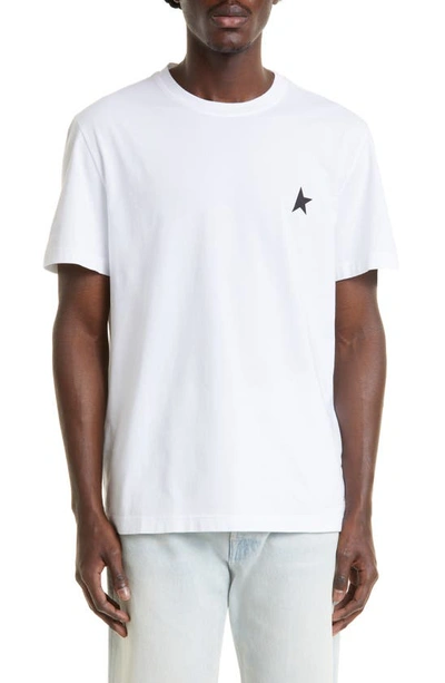 Golden Goose White T-shirt With Round Neck And One Star Logo Print On The Front In Cotton Man
