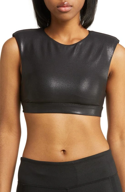 Alo Yoga Super Shine Flash Medium-impact Sports Bra In Black