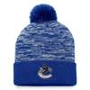 FANATICS FANATICS BRANDED BLUE VANCOUVER CANUCKS DEFENDER CUFFED KNIT HAT WITH POM