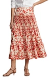 Polo Ralph Lauren Camile Floral Print Pleated Skirt In Birch Leaves Print