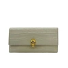 Alexander Mcqueen Off White Croc-embossed Leather Skull Wallet 275330 9007 In Off White
