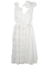 ROCHAS ROCHAS FLORAL APPLIQUE BELTED DRESS - WHITE,干洗