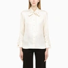 Max Mara Toano Silk Satin Twill Shirt In White