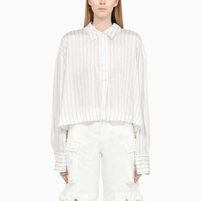Attico Jill Shirt In White Viscose In Multi