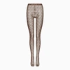 Valentino Beige\/black Tights With All-over Logo In Beige