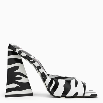 Attico Zebra-motif Devon Mule In White/black