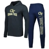 Concepts Sport Men's  Navy, Charcoal Georgia Tech Yellow Jackets Meter Pullover Hoodie And Joggers Sl In Navy