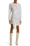 Isabel Marant Étoile Dulce Printed Long Sleeve Mini Dress In Ecru