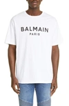 Balmain Printed Cotton T-shirt In White/ Black