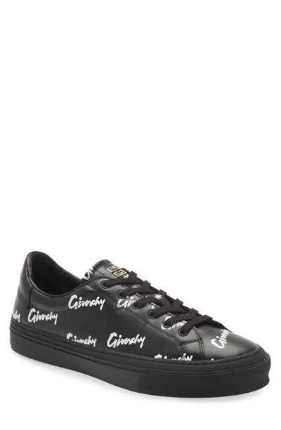 Givenchy City Sport Logo-print Leather Sneakers In Black White