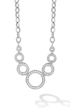Lagos Sterling Silver Caviar Spark Diamond Multi Circle Statement Necklace, 18 In Silver/diamond