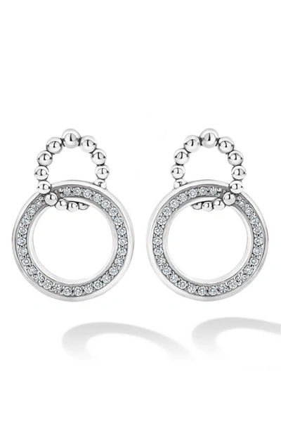 LAGOS ENSO CAVIAR DIAMOND CIRCLE DROP EARRINGS