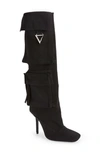 Attico 105mm Sienna Canvas Tall Boots In Black