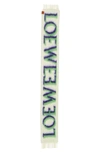 Loewe Intarsia Wool-blend Scarf In White/ Green