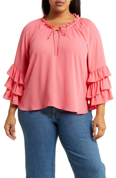 Vince Camuto Ruffle Sleeve Blouse In Radiant Orange