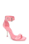 Alexander Mcqueen Women's Satin Sandals In Sugar Pink/ Silver