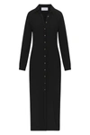 ANEMOS COLLARED BUTTON-DOWN MAXI SHIRT DRESS IN TEXTURED CUPRO BLEND