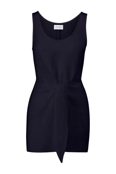 Anemos The D.k. Mini Dress In Linen Cupro In Navy