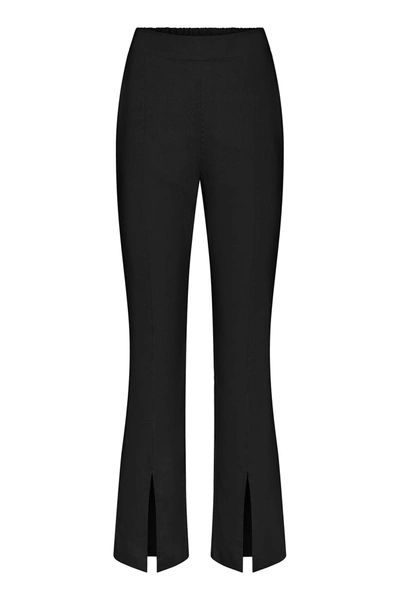 Anemos The Front Slit Pant In Stretch Linen In Black