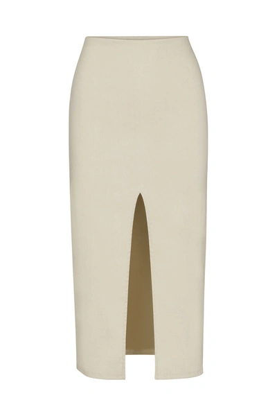 Anemos The Front Slit Skirt In Stretch Linen In Natural
