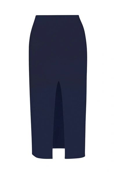 Anemos The Front Slit Skirt In Stretch Linen In Navy