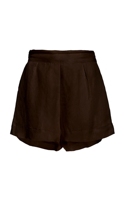 Anemos The High-waist Short Short In Linen Cupro In Brown