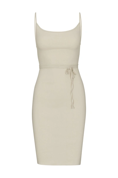 Anemos The K.m. Tie Midi Dress In Stretch Linen In Natural