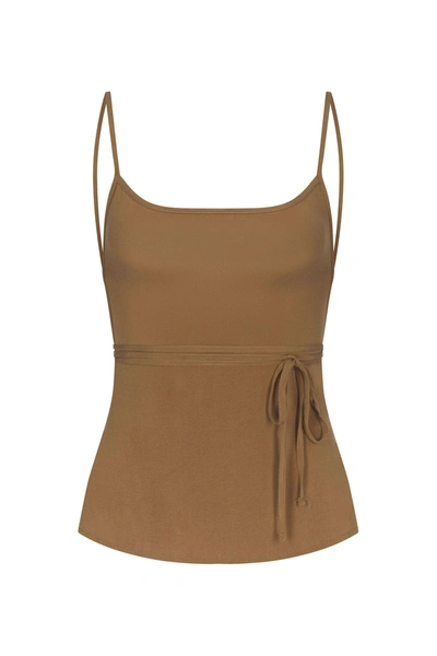 Anemos The K.m. Tie Wrap Top In Stretch Cupro In Sandstone