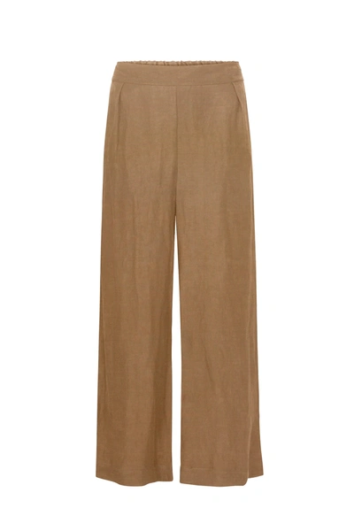 Anemos The Keaton Wide Leg Pant In Linen Cupro In Sandstone