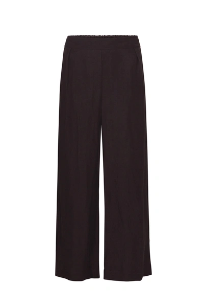 Anemos The Keaton Wide Leg Trouser In Linen Cupro In Espresso