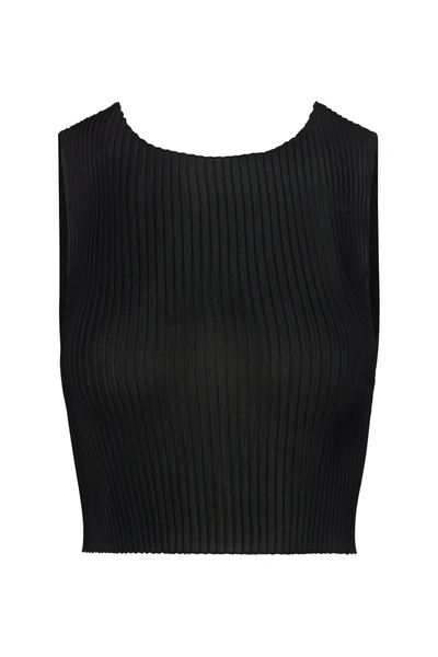 Anemos Sheer Knife Pleated Tank Top In Black