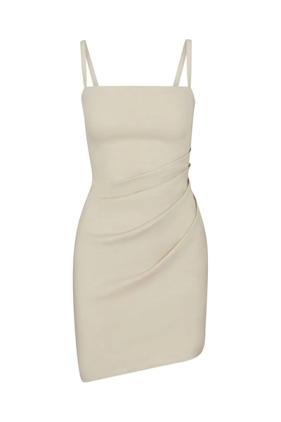 Anemos The Nadege Draped Dress In Stretch Linen In Natural