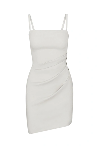 Anemos The Nadege Draped Dress In Stretch Linen In White