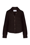 Anemos The Phillips Long Sleeve Button-down Shirt In Linen Cupro In Espresso